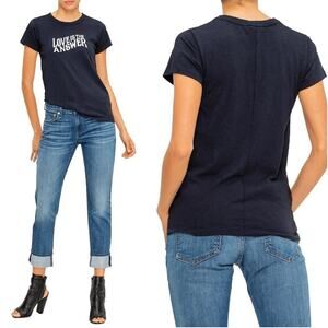 Rag & Bone Love Is The Answer Graphic Print Tee Shirt Blue Women's Size Large